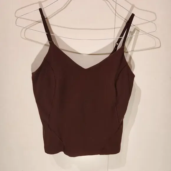 Lululemon Align Chocolate Brown Waist-Length Cami Tank Top Light Support Sz S - Picture 7 of 7